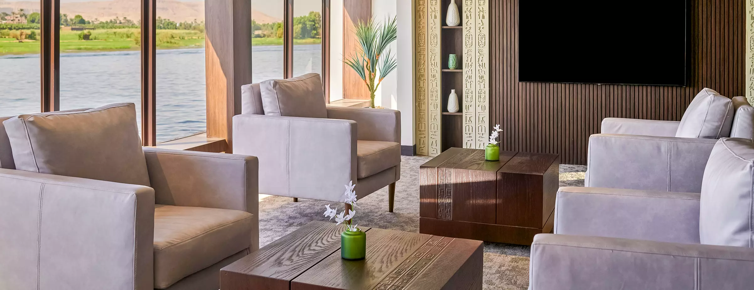 Lounge aboard the Mövenpick MS Royal Lily Nile cruise